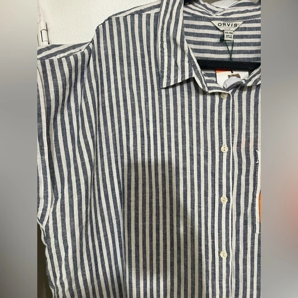 ORVIS XXL striped NWOT linen blend tunic top plus size woman